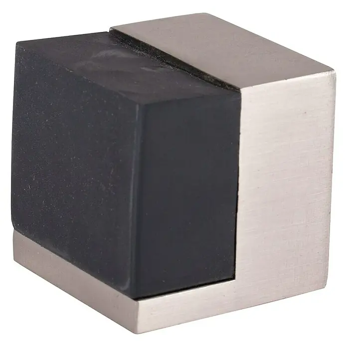 Türstopper quadratisch - B x H: 40 x 40 mm, Montageart: Schrauben, Silber/Schwarz - Rechte Seitenansicht
