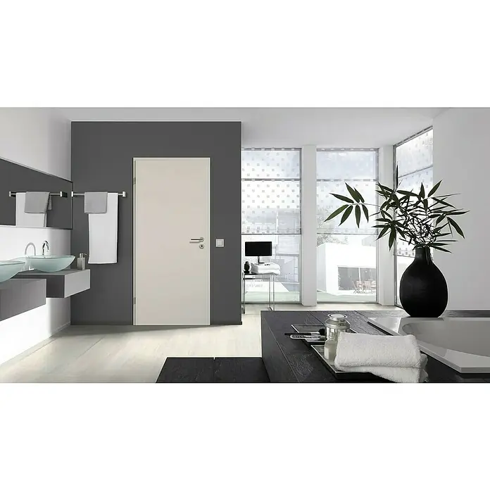 GetaDoor Laminit Zimmertür GL 223 - 735 x 1.985 mm, DIN Anschlag: Links, Weiß seidenmatt, Mittellage: Röhrenspan - Stimmungsaufnahme