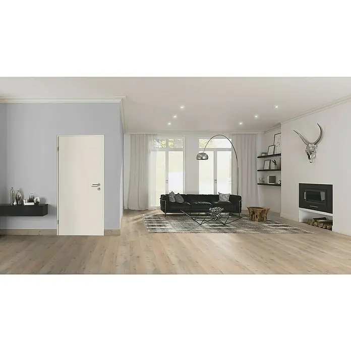 GetaDoor Laminit Zimmertür GL 223 - 735 x 1.985 mm, DIN Anschlag: Links, Weiß seidenmatt, Mittellage: Röhrenspan - Stimmungsaufnahme