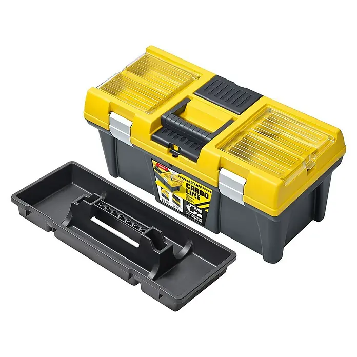 Alutec Werkzeugkoffer Profi 20 - L x B x H: 52,5 x 25,6 x 24,6 cm, Kunststoff, Gelb/Schwarz