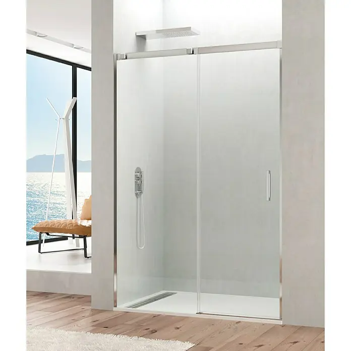 GME Mampara de ducha frontal Temple - An x Al: 180 x 195 cm, 6 mm, Cromo