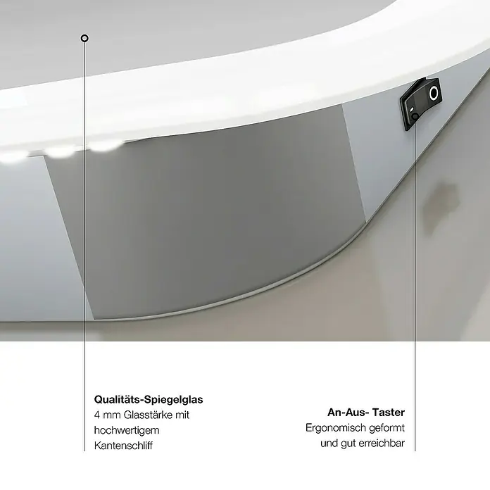 DSK LED-Lichtspiegel Silver Luna - 80 x 60 cm, Kippschalter - Skizze