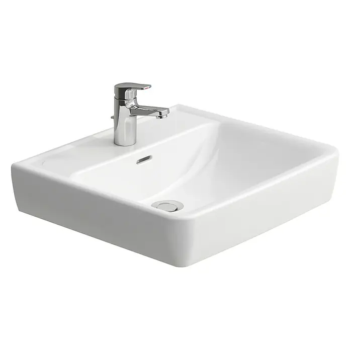 Laufen Pro Waschtisch A - 60 x 48 cm, Ohne Spezialglasur, Hahnloch: Mitte, Mit Überlauf, Weiß - Rechte Seitenansicht