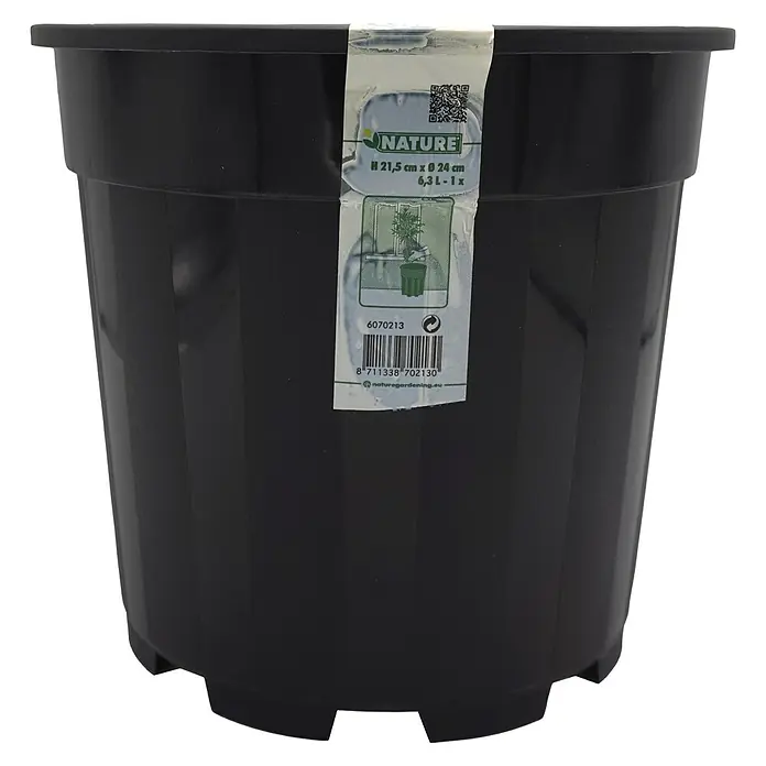 Nature Plantenpot - 1 st., 6,3 l, Kunststof, Zwart - Vooraanzicht