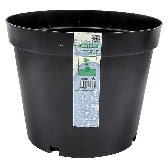 Nature Plantenpot - 1 st., 7,5 l, Kunststof, Zwart - Vooraanzicht