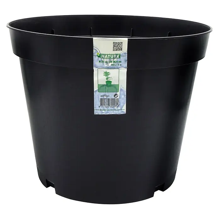 Nature Plantenpot - 1 st., 10 l, Kunststof, Zwart - Vooraanzicht