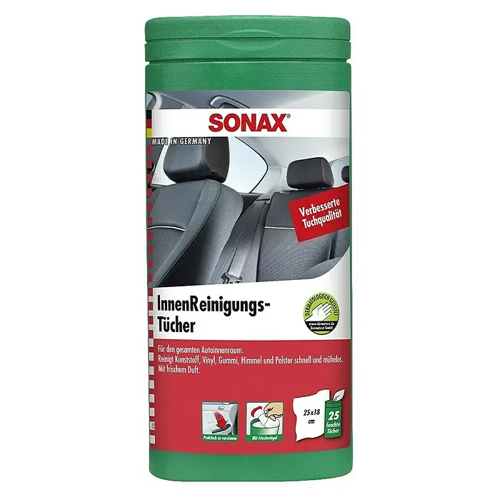 Sonax Reinigungstücher Box - Inhalt: 25 Stk., Dermatologisch getestet - Vorderansicht