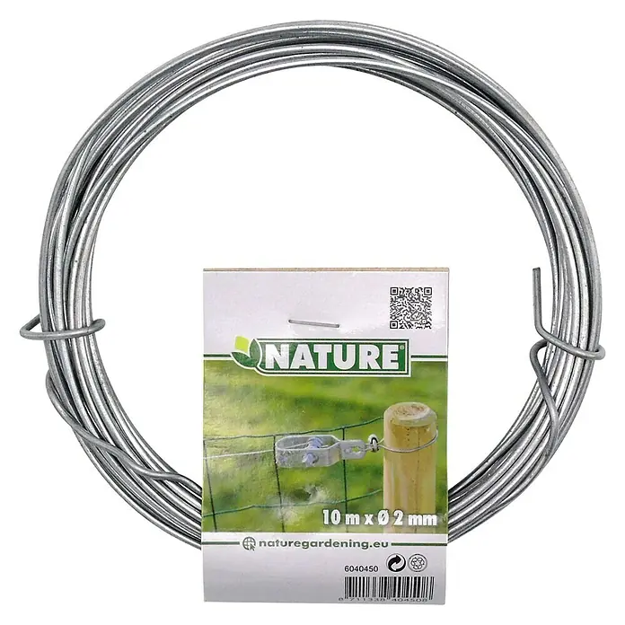 Nature Spandraad - Ø x l: 2 mm x 10 m, Verzinkt, Zilver - Top-down weergave