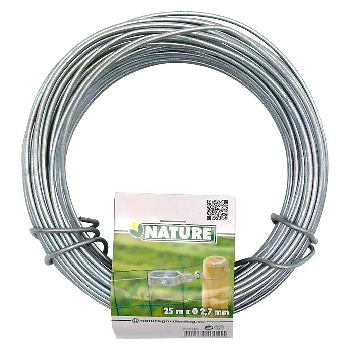 Nature Spandraad - Ø x l: 2,7 mm x 25 m, Verzinkt, Zilver - Top-down weergave