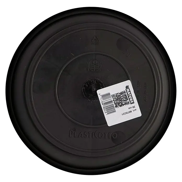 Nature Onderzetter voor bloempot - Diameter: 20 cm, Kunststof, Zwart - Top-down weergave