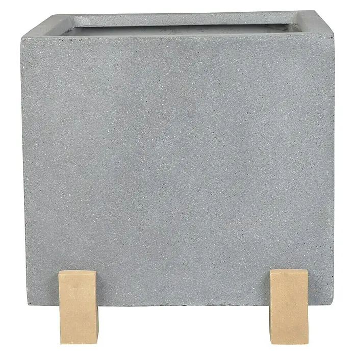 Pflanztopf Modena - L x B x H: 33 x 33 x 28 cm, Kunststoff, Grau - Vorderansicht