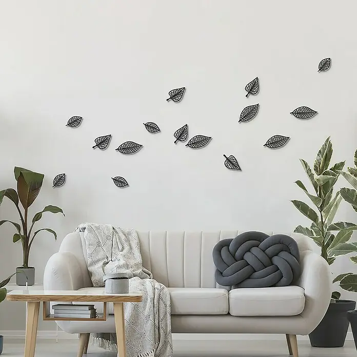 Adhesivos decorativos Hojas - Lámina autoadhesiva, 9,5 x 9,5 cm, Negro - Foto ambiente