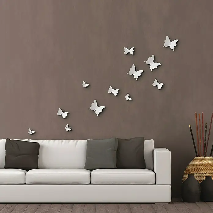 Adhesivos decorativos Mariposas - Lámina autoadhesiva, 9,5 x 9,5 cm, Blanco - Foto ambiente