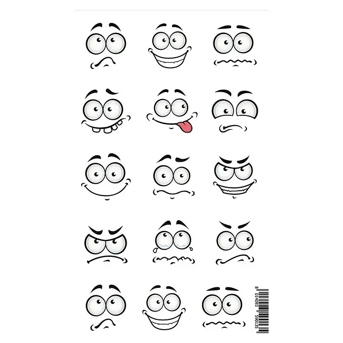 Adhesivos decorativos Caras - Lámina autoadhesiva, 31 x 15 cm, Negro/Rojo - Primer plano