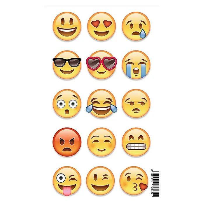 Adhesivos decorativos Emojis - Lámina autoadhesiva, 26 x 15 cm, Multicolor - Primer plano
