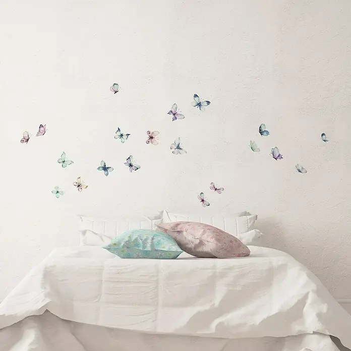 Adhesivos decorativos Mariposas acuarela - Lámina autoadhesiva, 31 x 31 cm, Multicolor - Foto ambiente