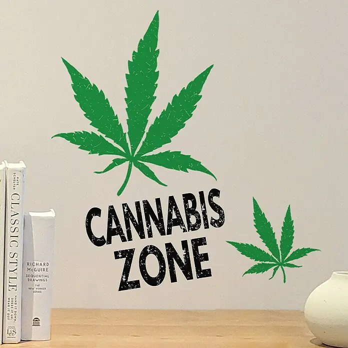Adhesivos decorativos Cannabis - Lámina autoadhesiva, 31 x 31 cm, Verde - Foto ambiente