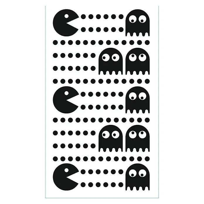 Adhesivos decorativos Pac-Man - Lámina autoadhesiva, 31 x 15 cm, Negro - Primer plano