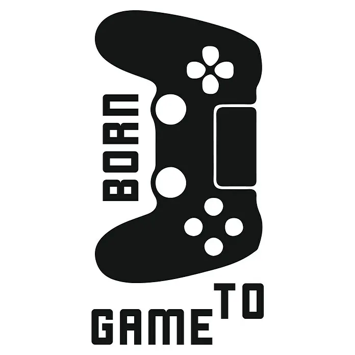 Adhesivos decorativos Born to game - Lámina autoadhesiva, 31 x 15 cm, Negro - Primer plano