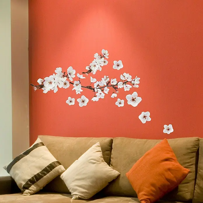 Adhesivos decorativos Flores japonesas - Lámina autoadhesiva, 67 x 47 cm, Blanco/Marrón - Foto ambiente