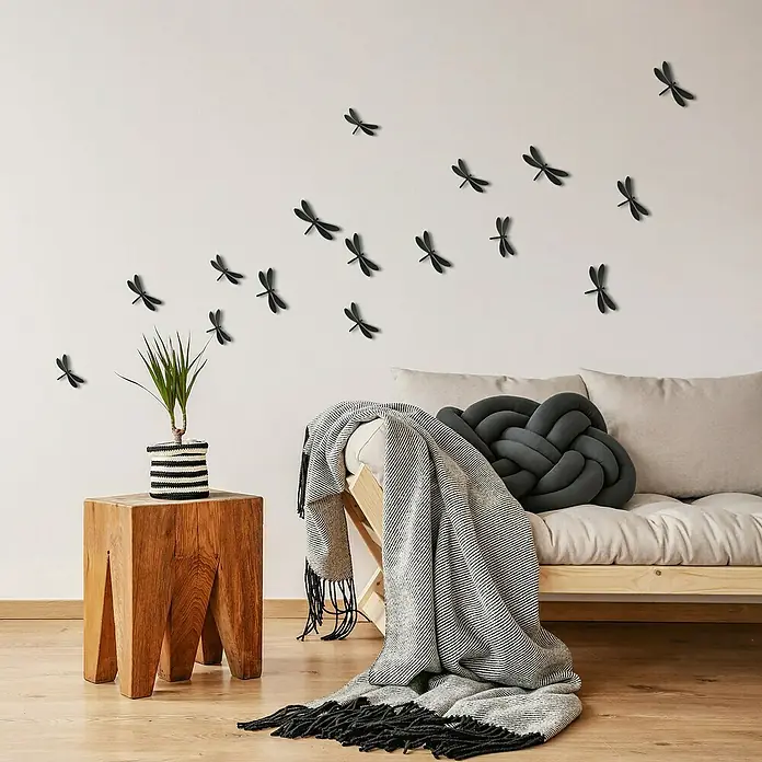 Adhesivos decorativos Libélulas - Lámina autoadhesiva, 9,5 x 8,9 cm, Negro - Foto ambiente