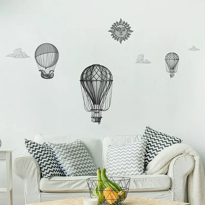 Adhesivos decorativos Globos aeroestáticos - Lámina autoadhesiva, 31 x 15 cm, Negro - Foto ambiente