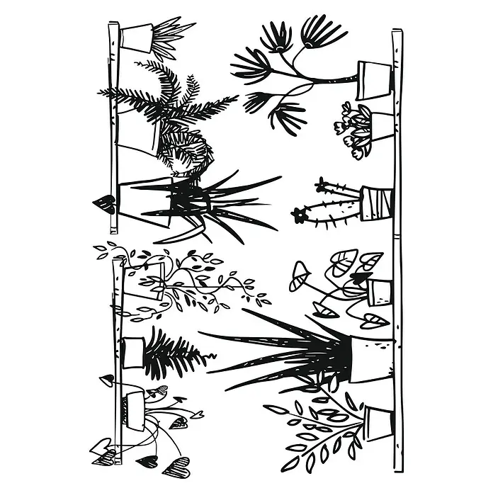 Adhesivos decorativos Macetas - Lámina autoadhesiva, 31 x 15 cm, Negro - Primer plano