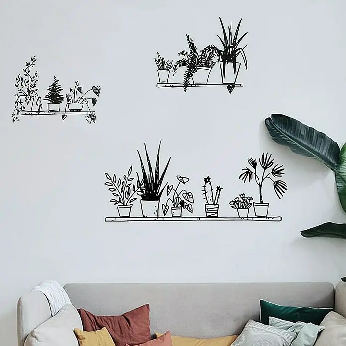 Adhesivos decorativos Macetas - Lámina autoadhesiva, 31 x 15 cm, Negro - Foto ambiente