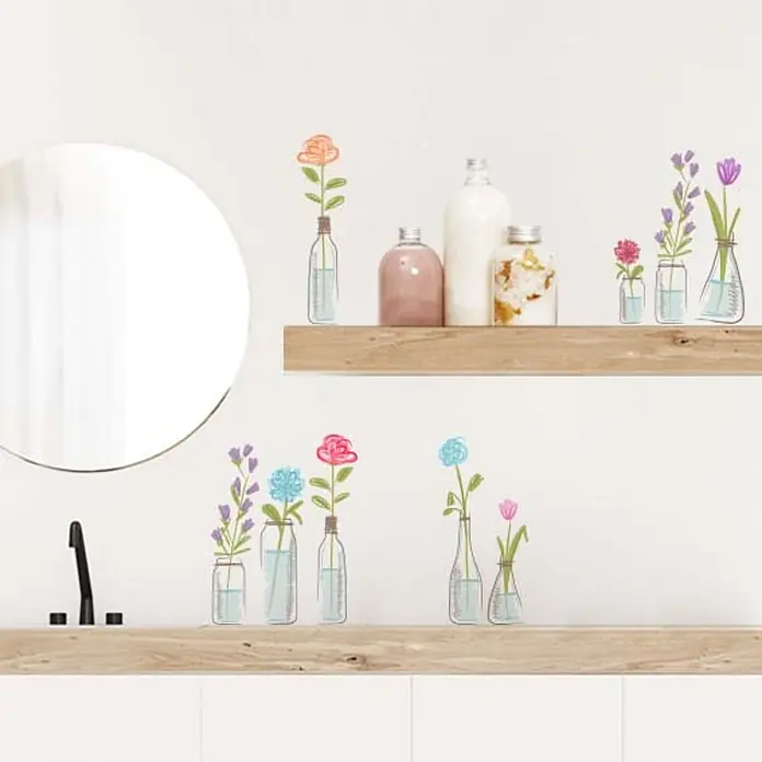 Adhesivos decorativos Jarrones - Lámina autoadhesiva, 31 x 31 cm, Multicolor - Foto ambiente