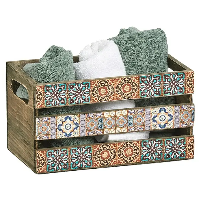 Zeller Present Aufbewahrungsbox Mosaik - L x B x H: 240 x 140 x 135 mm, Holz, Braun - Linke Seitenansicht
