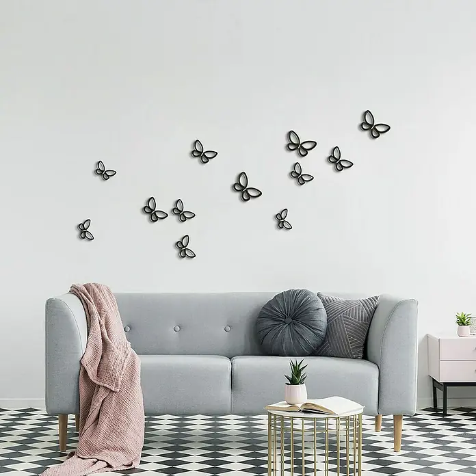 Adhesivos decorativos Mariposas metal - Lámina autoadhesiva, 9,5 x 9,5 cm, Negro - Foto ambiente