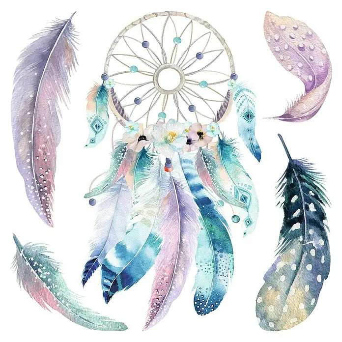 Adhesivos decorativos Atrapasueño acuarela - Lámina autoadhesiva, 30 x 30 cm, Multicolor - Primer plano