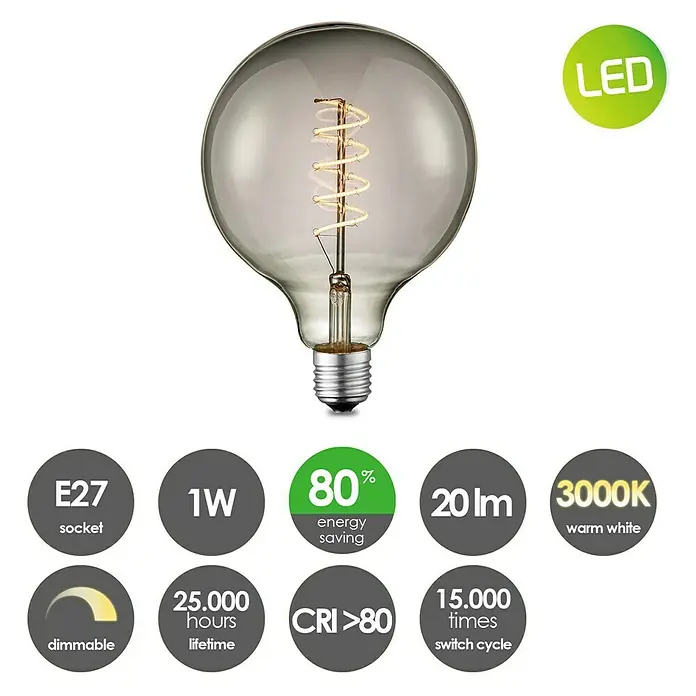 Home Sweet Home LED-Leuchtmittel - E27, 4 W, G125, 90 lm - Skizze