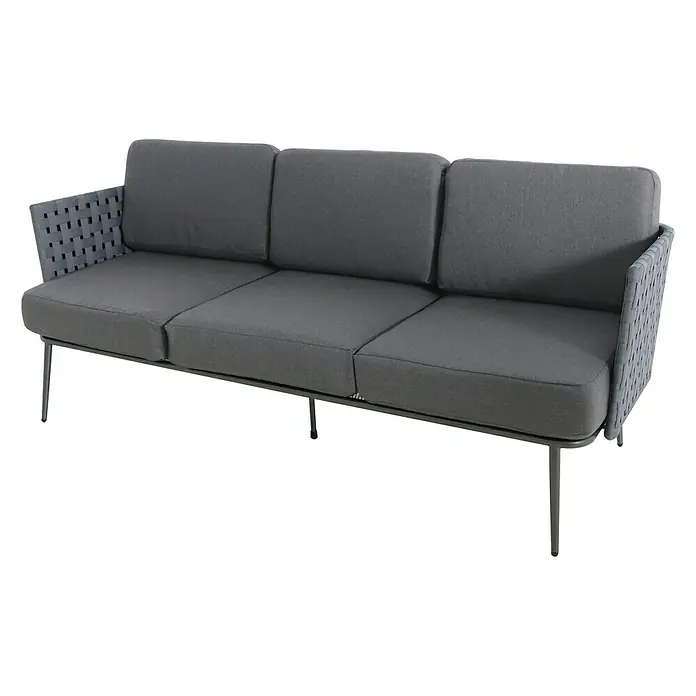 Set lounge namještaja Beltano - 4-dij., Čelik, Sigurnosno staklo, Antracit - Dijagonalni pogled