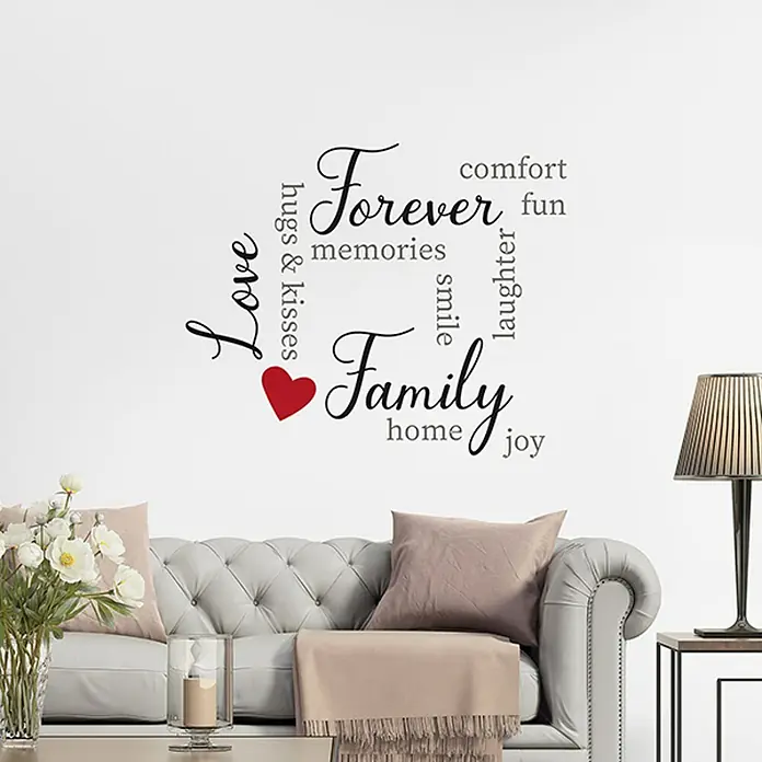 Adhesivos decorativos Mensajes - Lámina adhesiva decorativa, 75 x 75 cm, Negro/Rojo - Foto ambiente