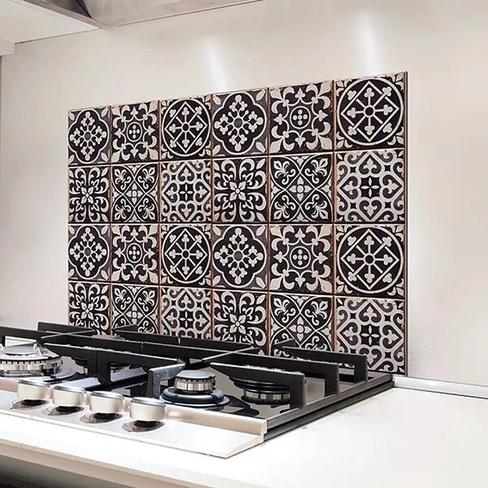Adhesivos decorativos azulejos Hidráulico - Lámina autoadhesiva, 65 x 47 cm, Marrón - Foto ambiente