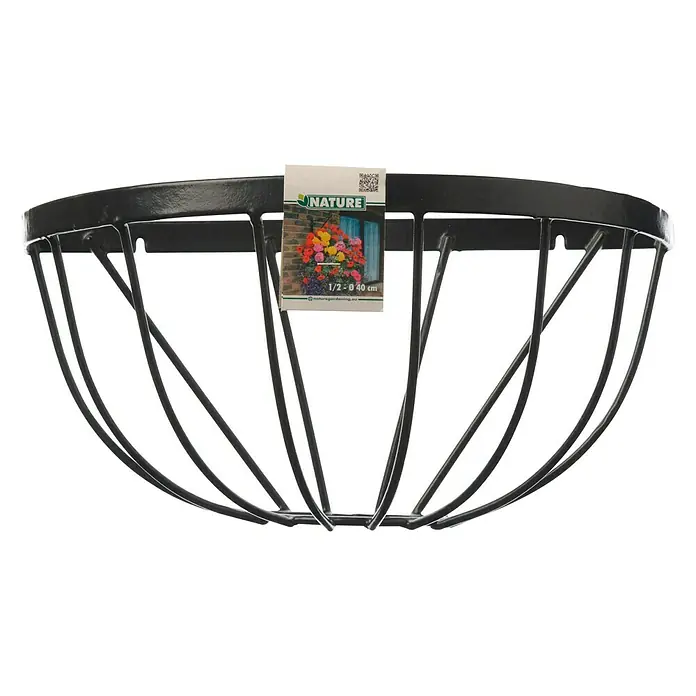 Nature Hanging basket - Ø x h: 40 x 19 cm, Metaal, Zwart - Vooraanzicht