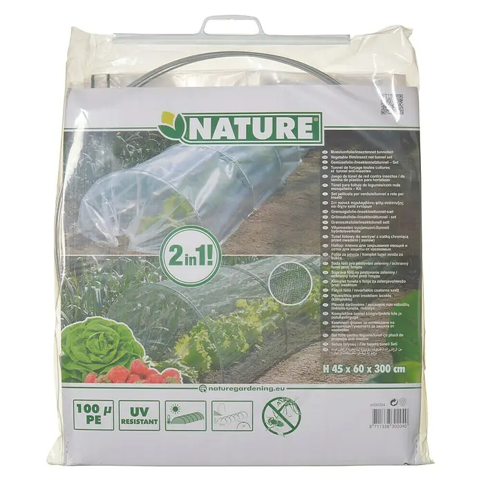 Nature Folietunnel Set - 3 x 0,6 x 0,45 m, Polyethyleenfolie - Vooraanzicht