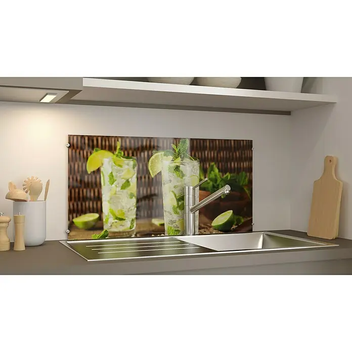 CUCINE Küchenrückwand - Caipirinha, 80 x 40 cm, Stärke: 6 mm, Einscheibensicherheitsglas (ESG) - Linke Seitenansicht