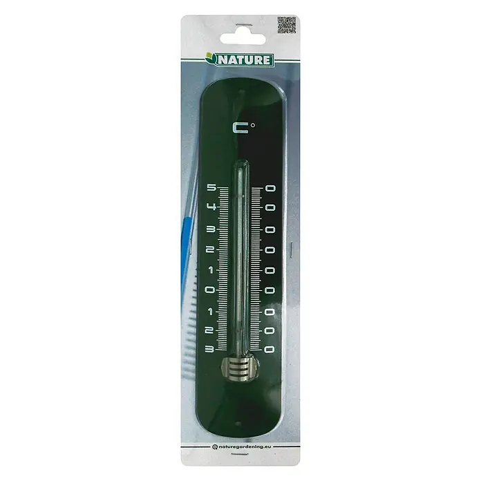 Nature Buitenthermometer - Hoogte: 30 cm, Metaal, Groen - Vooraanzicht