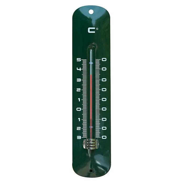 Nature Buitenthermometer - Hoogte: 30 cm, Metaal, Groen - Vooraanzicht