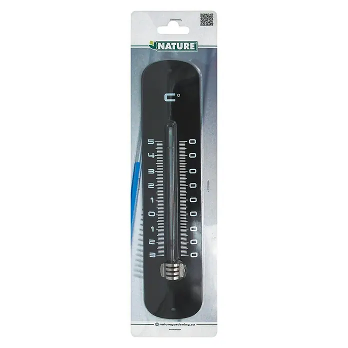 Nature Buitenthermometer - Hoogte: 30 cm, Metaal, Antraciet - Vooraanzicht