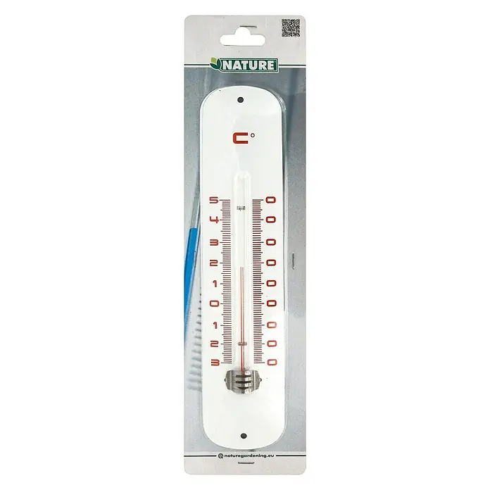 Nature Buitenthermometer - Hoogte: 30 cm, Metaal, Wit - Vooraanzicht
