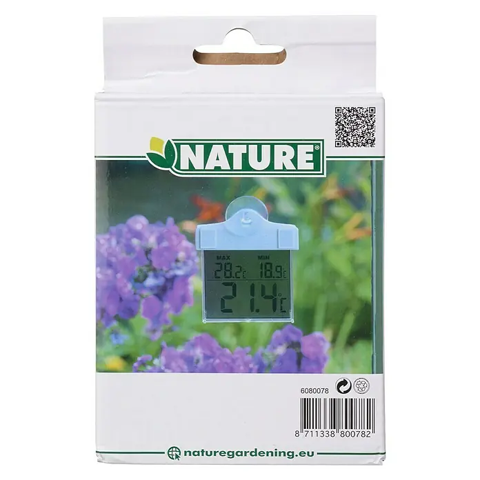 Nature Raamthermometer met zuignap - Digitaal, Hoogte: 17 cm, Kunststof - Vooraanzicht