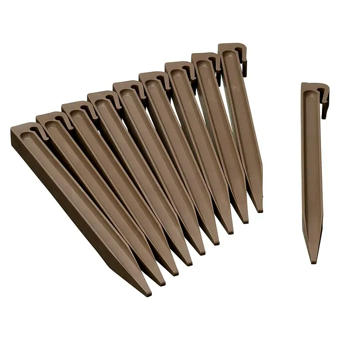 Nature Borderrand Pennen - 10 stk., Polyetheen (PE), Taupe - Diagonaal zicht