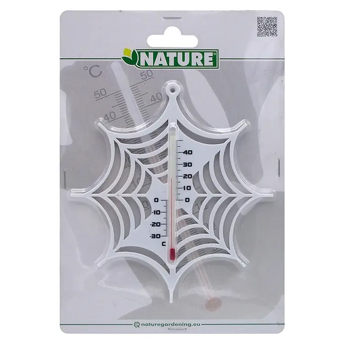 Nature Buitenthermometer Spinnenweb - Hoogte: 23 cm, Kunststof - Vooraanzicht