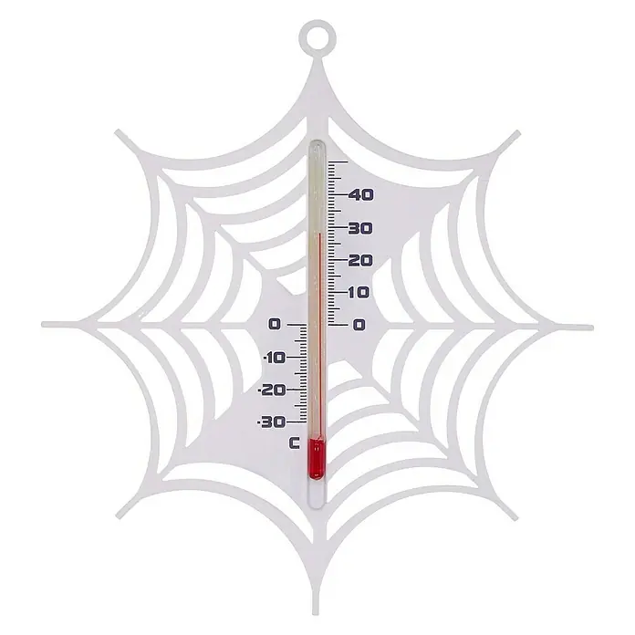 Nature Buitenthermometer Spinnenweb - Hoogte: 23 cm, Kunststof - Vooraanzicht