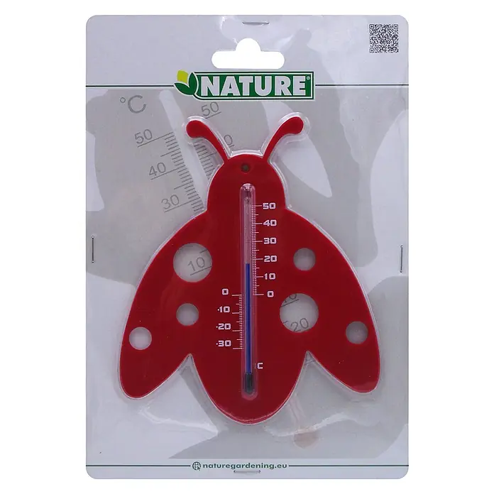 Nature Buitenthermometer Lieveheersbeestje - Hoogte: 23 cm, Kunststof - Vooraanzicht