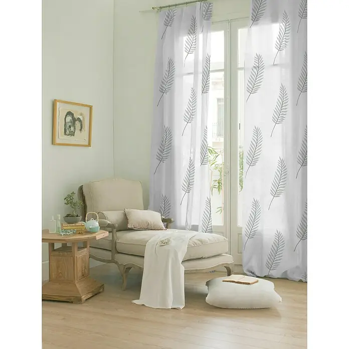 Visillo para ventana Palmist - 140 x 250 cm, 100% poliéster, Gris
