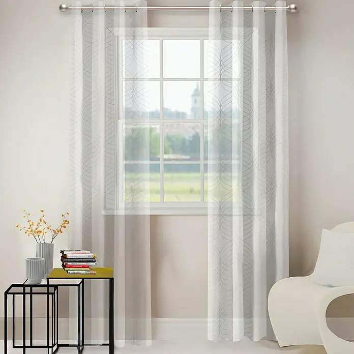 Visillo para ventana Jyam - 140 x 250 cm, 100% poliéster, Blanco